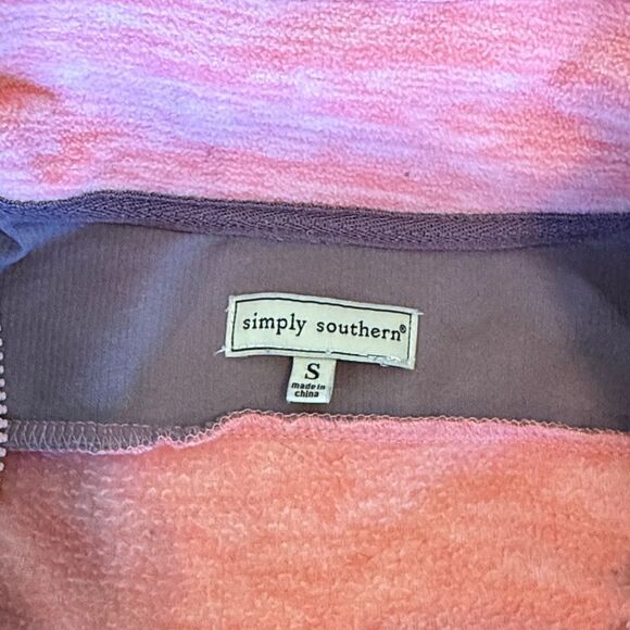 Simply Southern purple Corduroy and Coral Pullover with Quarter Zipper size S - Picture 5 of 10